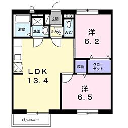 ハイツ十連寺A棟 2LDKの間取図画像