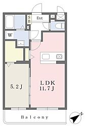 クレリア嬉野 1LDKの間取図画像
