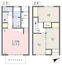 テラスハウス東山F 3LDKの間取図画像