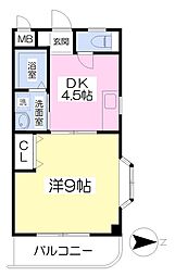 リバティーヒルズ 1DKの間取図画像