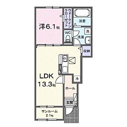 ニューライズ・? 1LDKの間取図画像