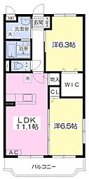 グランデジョイ 2LDKの間取図画像