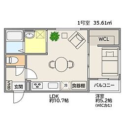 TRIOVE大牟田駅前 1LDKの間取図画像