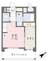 西鉄天神大牟田線 高宮駅 徒歩12分の賃貸マンション 2階1DKの間取り