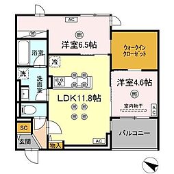 GrandValley博多 2LDKの間取図画像