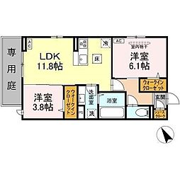 トリシア野多目I I 2LDKの間取図画像
