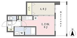 ランドマーク原 1LDKの間取図画像