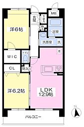 エルシェアート 2LDKの間取図画像