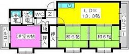 クレスト5周船寺 3LDKの間取図画像