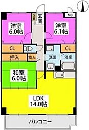 ルミエール姪浜 3LDKの間取図画像