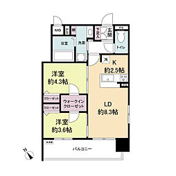 ラクラス呉服町 2LDKの間取図画像