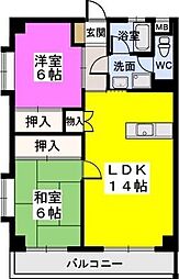 リーベンハイム室見 2LDKの間取図画像