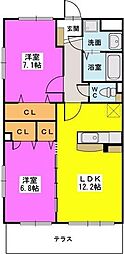 ソシアハイネス2 2LDKの間取図画像