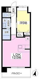 ソレアード姪浜 1LDKの間取図画像
