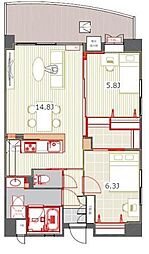 アントゥール薬院 2LDKの間取図画像