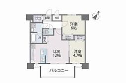モダンパラッツォ博多デュオグランデWEST 2LDKの間取図画像