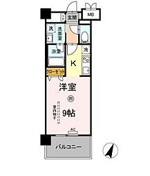 グランデール博多 1Kの間取図画像