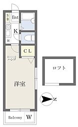 アールウィル 1Kの間取図画像