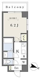 エーデル2周船寺 1Kの間取図画像