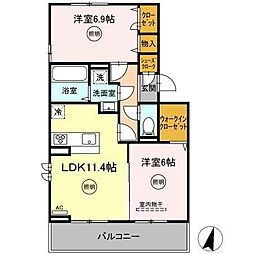ラフィーネ伊都2 2LDKの間取図画像