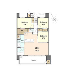 S-RESIDENCE愛宕SOUTH 3LDKの間取図画像