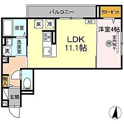 D-residence諸岡 1LDKの間取図画像