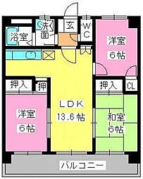 ロイヤルM42 3LDKの間取図画像