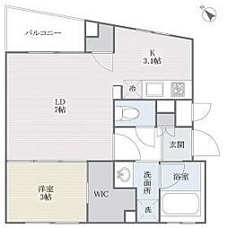 B/UNITYTAKESHITAEKIMAE 1LDKの間取図画像