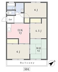 エメラルドマンション牧山C 4DKの間取図画像
