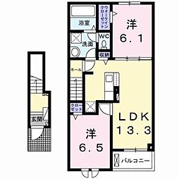 クラールFKIIB 2LDKの間取図画像