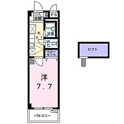 サンハイム 1Kの間取図画像