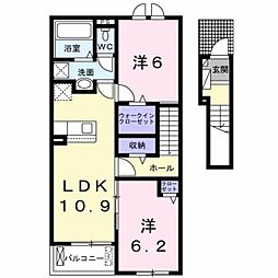パルク向山 2階2LDKの間取り