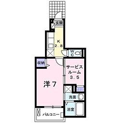 グラースメゾン 1Kの間取図画像