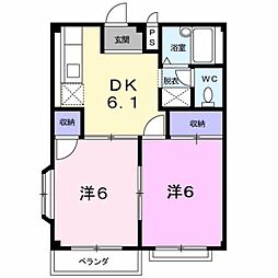 シャルダン1 2DKの間取図画像