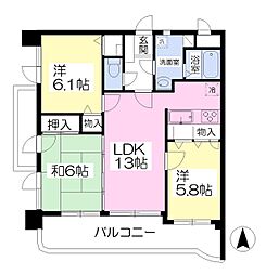 ヒルサイド守恒 3LDKの間取図画像