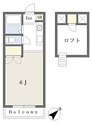 カーサマローン ワンルームの間取図画像