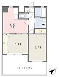 フェルト515 2DKの間取図画像