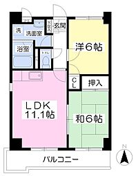 リバティ行橋 2LDKの間取図画像
