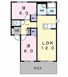 ヴィラ響A 2LDKの間取図画像