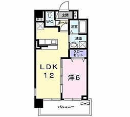 パークサイドヴィラ 1LDKの間取図画像