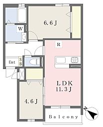 Muu.朽網駅北 2LDKの間取図画像