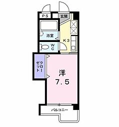 アビタシオン柳町 1Kの間取図画像