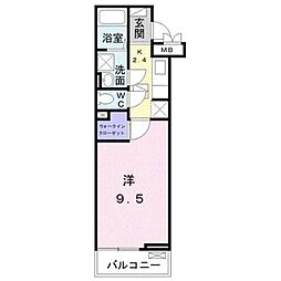 ボヌールA 1Kの間取図画像