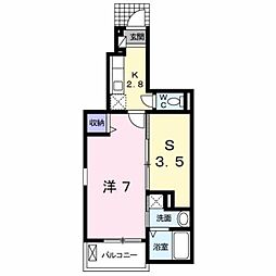 オーブ・アビタシオン弐番館 1Kの間取図画像