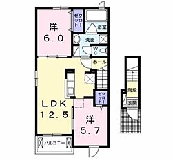 ディアコート苅田 2LDKの間取図画像