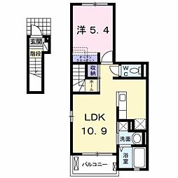 ラインハイム三萩野 1LDKの間取図画像