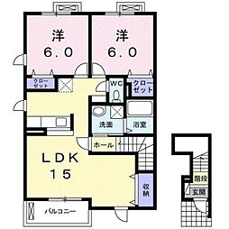 クレストコート2 2LDKの間取図画像