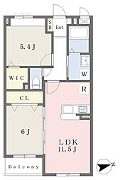 プロスペレ浜町 2LDKの間取図画像