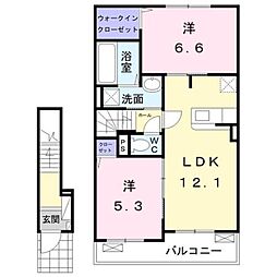コスモスH 2LDKの間取図画像