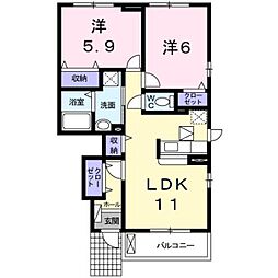 サン・ドリーム 2LDKの間取図画像